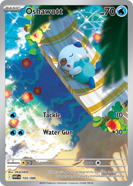 Pokémonkaart Oshawott nummer 105/86 uit de set White Flare (Scarlet & Violet)