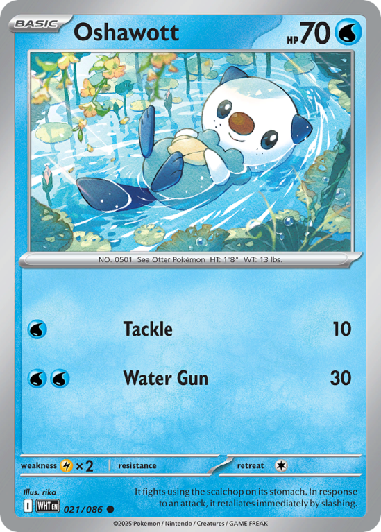 Pokémonkaart Oshawott nummer 21/86 uit de set White Flare (Scarlet & Violet)