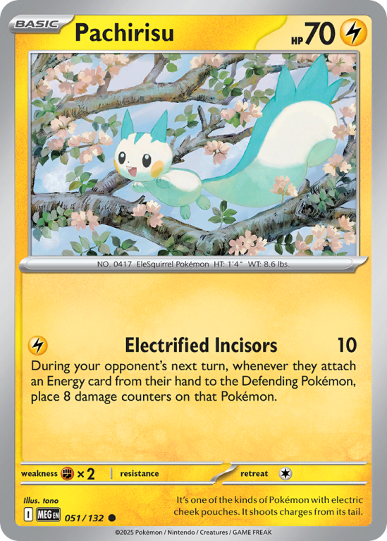 Pokémonkaart Pachirisu nummer 51/132 uit de set Mega Evolution