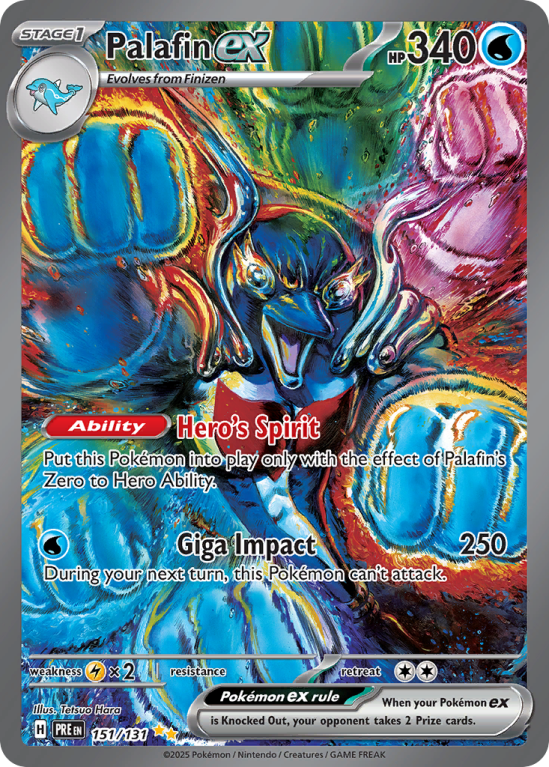 Pokémonkaart Palafin ex nummer 151/131 uit de set Prismatic Evolutions (Scarlet & Violet)