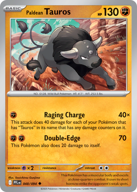 Pokémonkaart Paldean Tauros nummer 48/94 uit de set Phantasmal Flames (Mega Evolution)