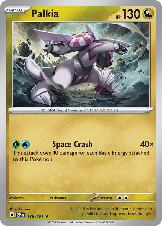 Pokémonkaart Palkia nummer 136/191 uit de set Surging Sparks (Scarlet & Violet)