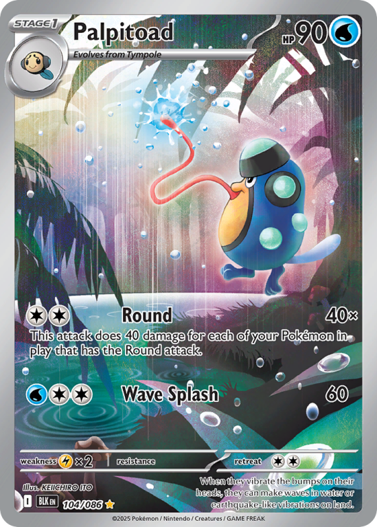 Pokémonkaart Palpitoad nummer 104/86 uit de set Black Bolt (Scarlet & Violet)
