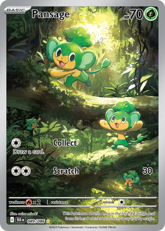 Pokémonkaart Pansage nummer 89/86 uit de set Black Bolt (Scarlet & Violet)