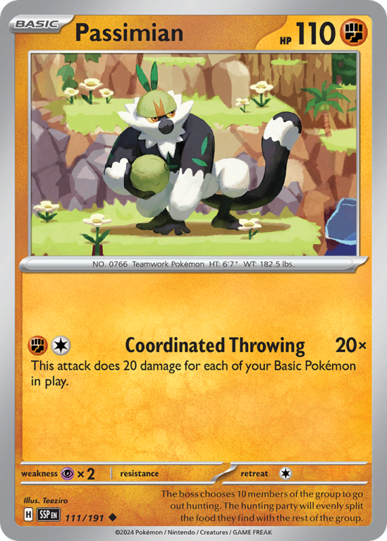 Pokémonkaart Passimian nummer 111/191 uit de set Surging Sparks (Scarlet & Violet)