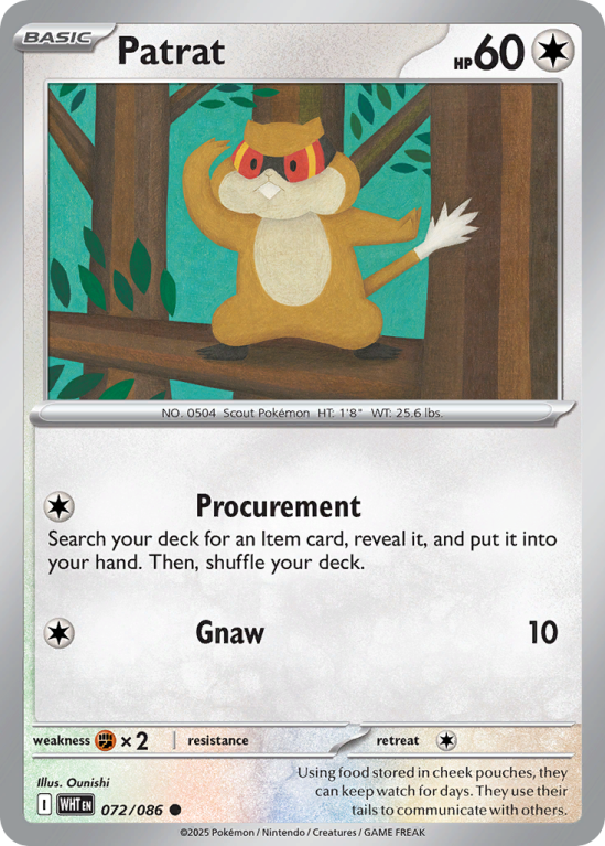 Pokémonkaart Patrat nummer 72/86 uit de set White Flare (Scarlet & Violet)