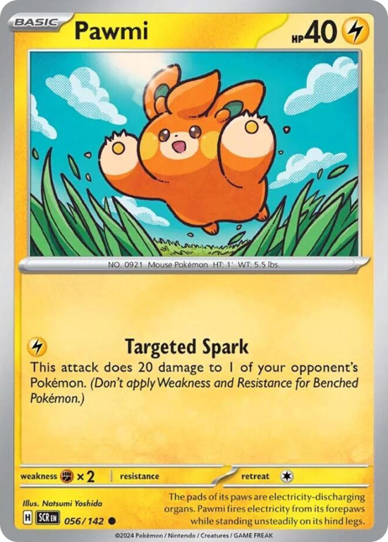 Pokémonkaart Pawmi nummer 56/142 uit de set Stellar Crown (Scarlet & Violet)