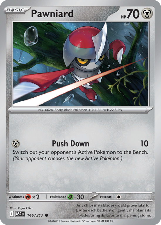 Pokémonkaart Pawniard nummer 146/217 uit de set Ascended Heroes (Mega Evolution)