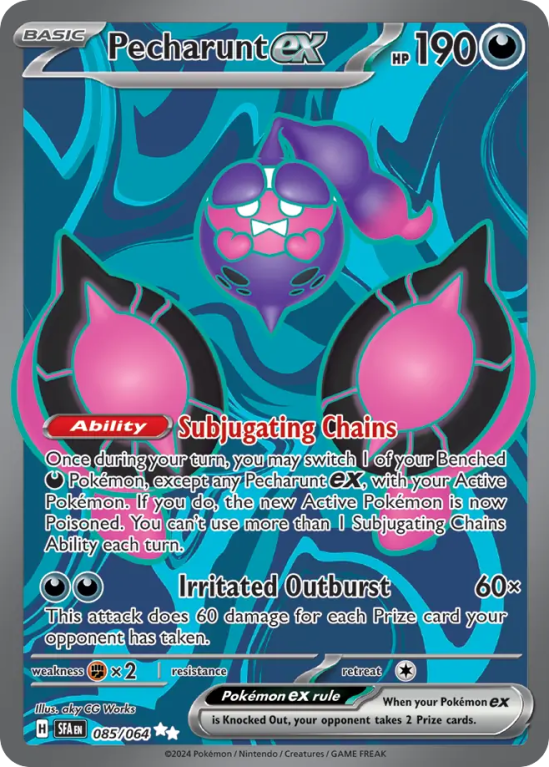 Pokémonkaart Pecharunt ex nummer 85/64 uit de set Shrouded Fable (Scarlet & Violet)