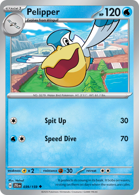 Pokémonkaart Pelipper nummer 39/159 uit de set Journey Together (Scarlet & Violet)