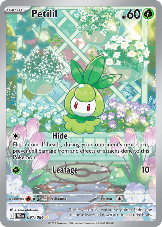 Pokémonkaart Petilil nummer 91/86 uit de set Black Bolt (Scarlet & Violet)