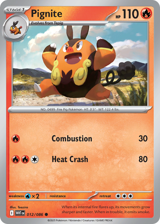 Pokémonkaart Pignite nummer 12/86 uit de set White Flare (Scarlet & Violet)