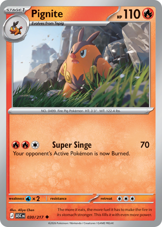 Pokémonkaart Pignite nummer 30/217 uit de set Ascended Heroes (Mega Evolution)