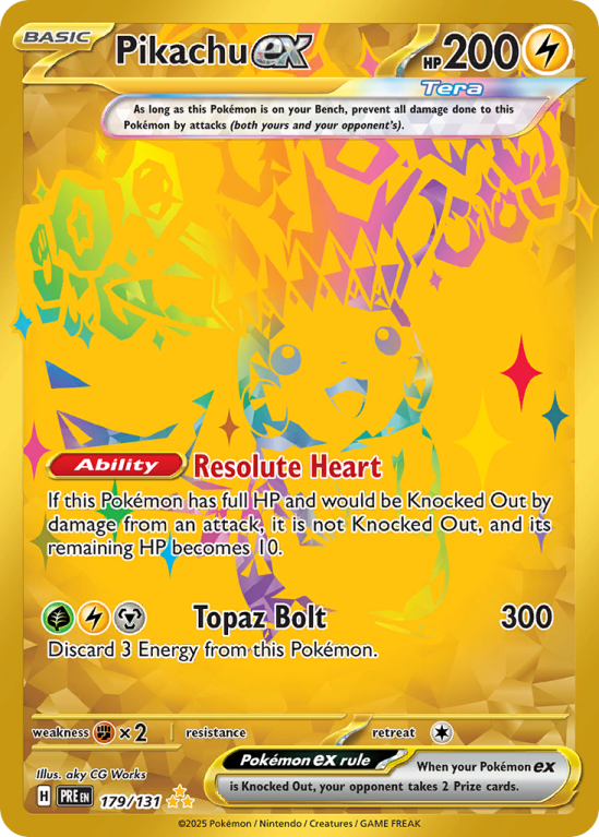 Pokémonkaart Pikachu ex nummer 179/131 uit de set Prismatic Evolutions (Scarlet & Violet)