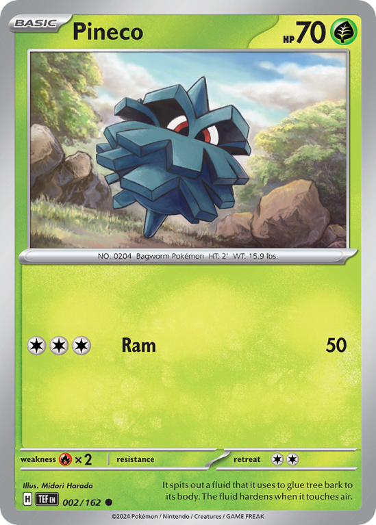 Pokémonkaart Pineco nummer 2/162 uit de set Temporal Forces (Scarlet & Violet)