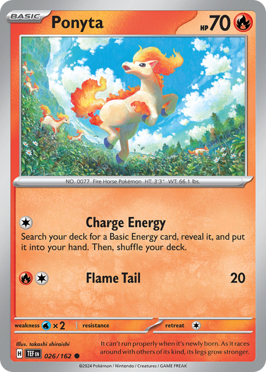 Pokémonkaart Ponyta nummer 26/162 uit de set Temporal Forces (Scarlet & Violet)