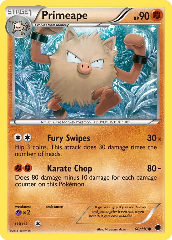 Primeape 60/116 Black & White Plasma Freeze