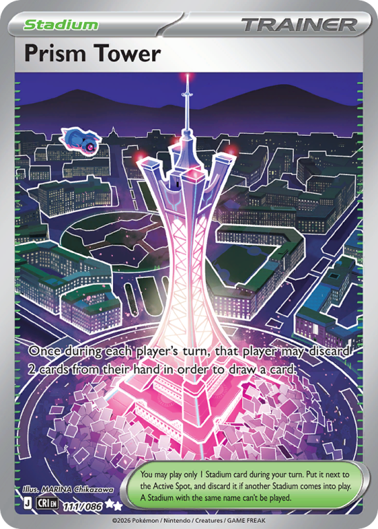 Pokémonkaart Prism Tower nummer 111/86 uit de set Chaos Rising (Mega Evolution)