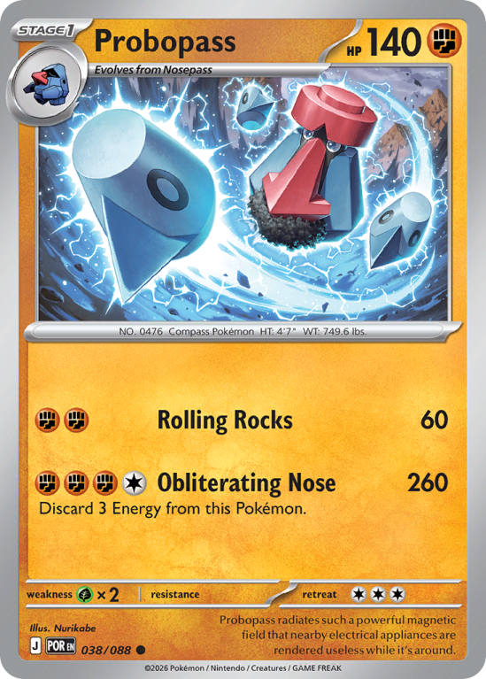 Pokémonkaart Probopass nummer 38/88 uit de set Perfect Order (Mega Evolution)