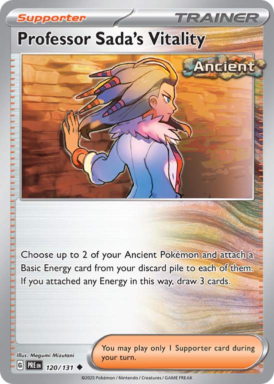 Pokémonkaart Professor Sada's Vitality nummer 120/131 uit de set Prismatic Evolutions (Scarlet & Violet)