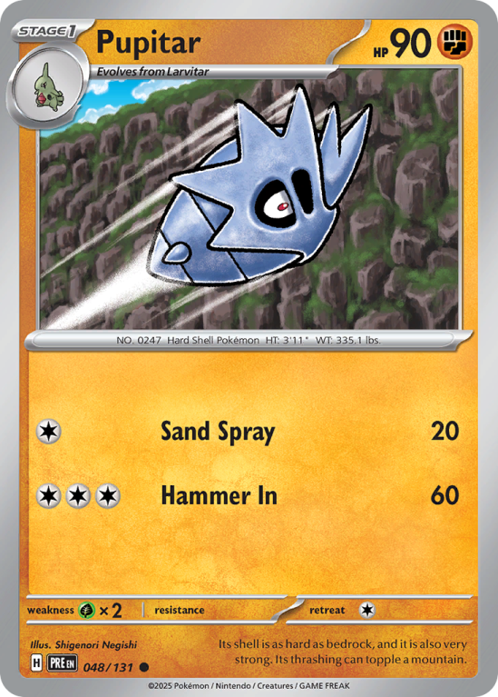 Pokémonkaart Pupitar nummer 48/131 uit de set Prismatic Evolutions (Scarlet & Violet)