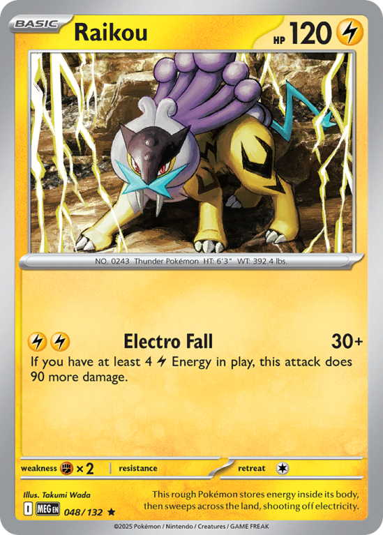 Pokémonkaart Raikou nummer 48/132 uit de set Mega Evolution