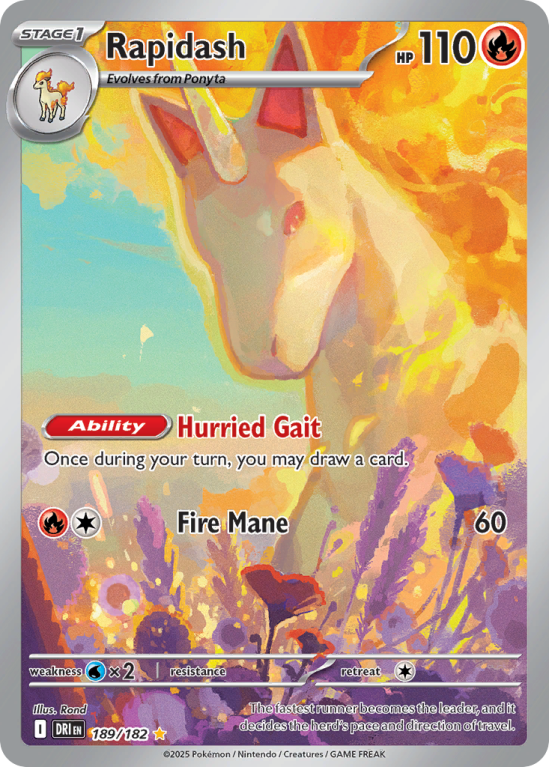 Pokémonkaart Rapidash nummer 189/182 uit de set Destined Rivals (Scarlet & Violet)