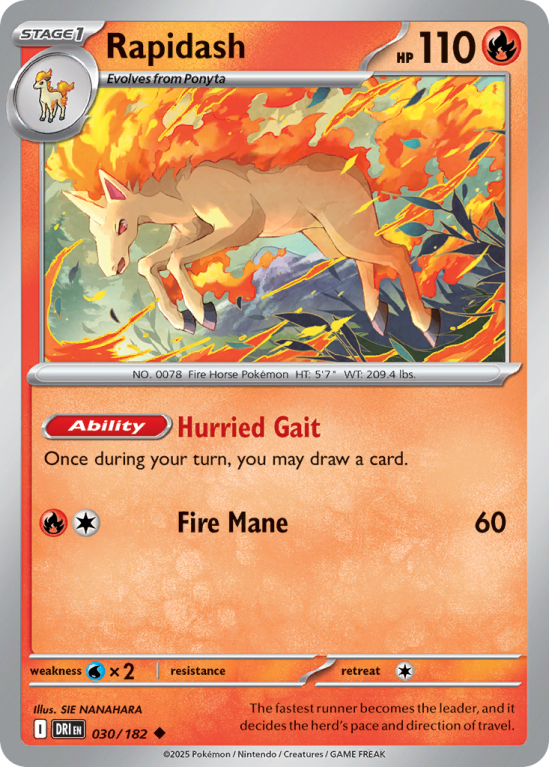 Pokémonkaart Rapidash nummer 30/182 uit de set Destined Rivals (Scarlet & Violet)