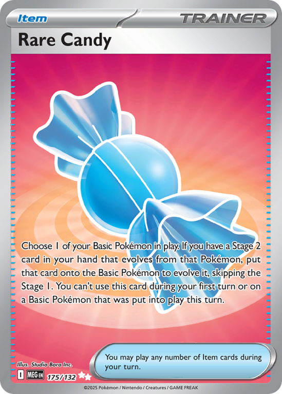 Pokémonkaart Rare Candy nummer 175/132 uit de set Mega Evolution