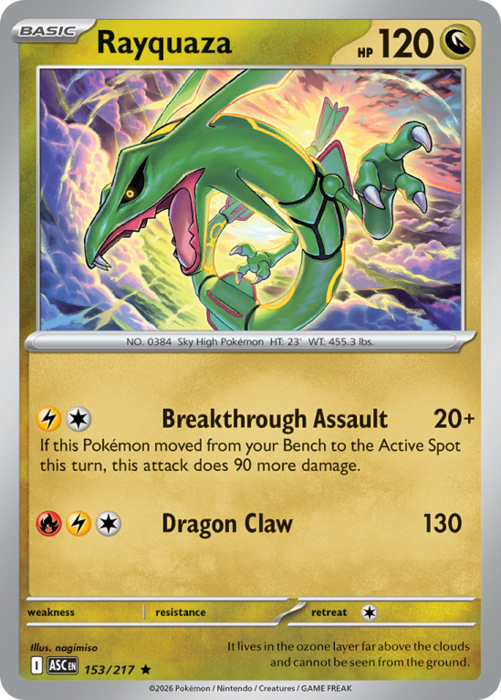 Pokémonkaart Rayquaza nummer 153/217 uit de set Ascended Heroes (Mega Evolution)
