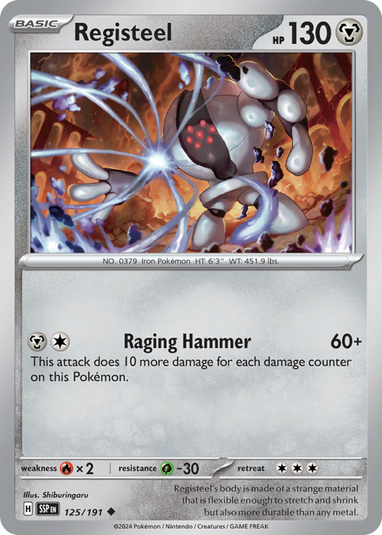 Pokémonkaart Registeel nummer 125/191 uit de set Surging Sparks (Scarlet & Violet)