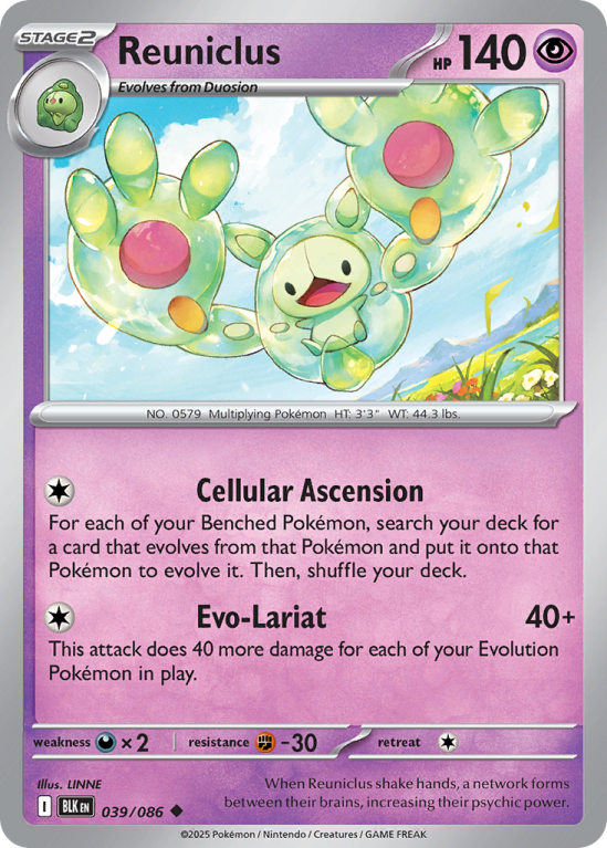 Pokémonkaart Reuniclus nummer 39/86 uit de set Black Bolt (Scarlet & Violet)