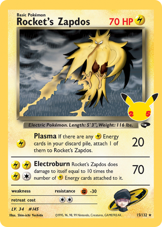 Rocket’s Zapdos 15/25 Sword & Shield Celebrations: Classic Collection