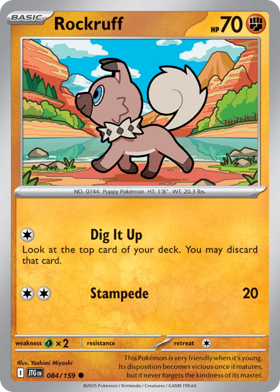 Pokémonkaart Rockruff nummer 84/159 uit de set Journey Together (Scarlet & Violet)