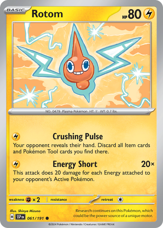 Pokémonkaart Rotom nummer 61/191 uit de set Surging Sparks (Scarlet & Violet)