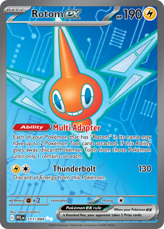 Pokémonkaart Rotom ex nummer 111/94 uit de set Phantasmal Flames (Mega Evolution)