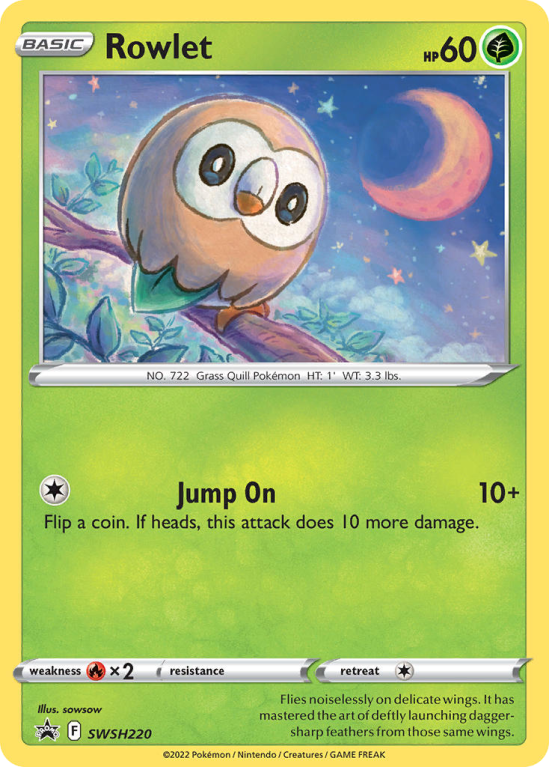Pokémonkaart Rowlet nummer SWSH220/103 uit de set SWSH Black Star Promos (Sword & Shield)