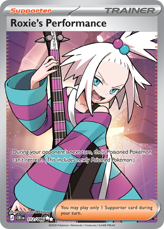 Pokémonkaart Roxie's Performance nummer 112/86 uit de set Chaos Rising (Mega Evolution)