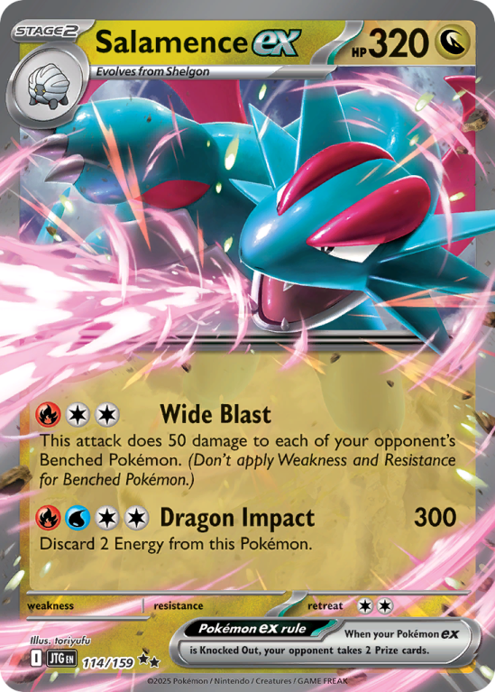 Pokémonkaart Salamence ex nummer 114/159 uit de set Journey Together (Scarlet & Violet)