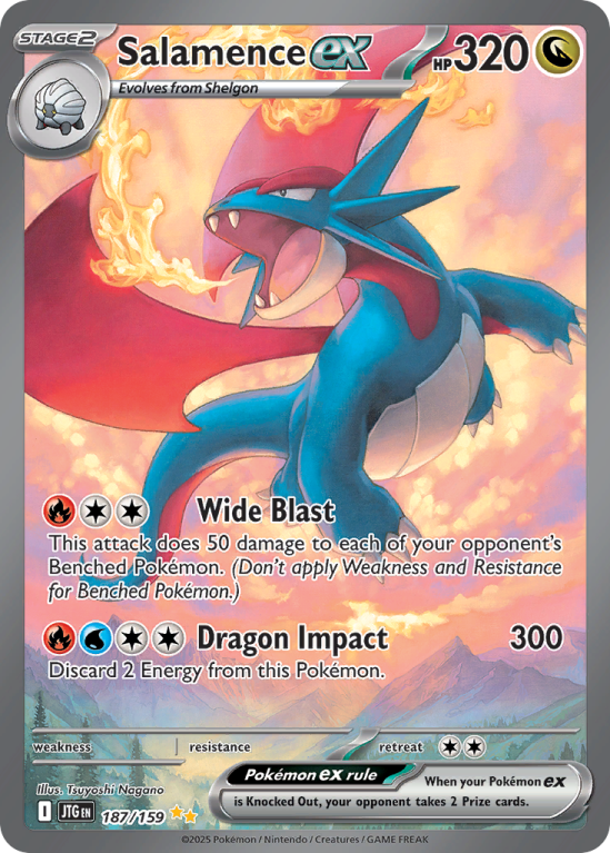 Pokémonkaart Salamence ex nummer 187/159 uit de set Journey Together (Scarlet & Violet)