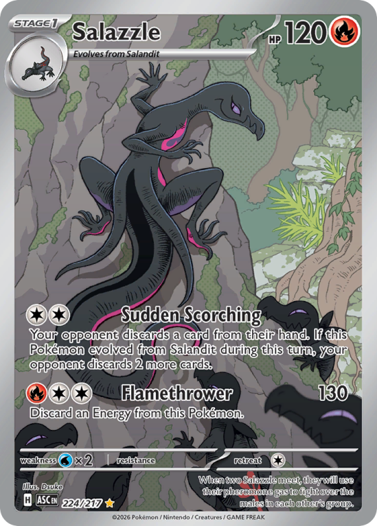 Pokémonkaart Salazzle nummer 224/217 uit de set Ascended Heroes (Mega Evolution)