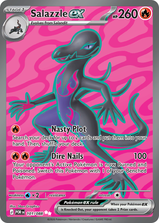 Pokémonkaart Salazzle ex nummer 101/88 uit de set Perfect Order (Mega Evolution)