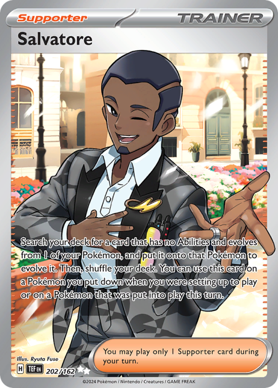 Pokémonkaart Salvatore nummer 202/162 uit de set Temporal Forces (Scarlet & Violet)
