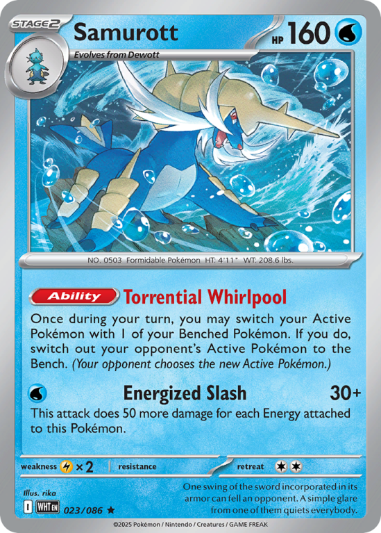Pokémonkaart Samurott nummer 23/86 uit de set White Flare (Scarlet & Violet)