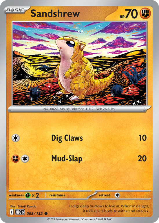 Pokémonkaart Sandshrew nummer 68/132 uit de set Mega Evolution