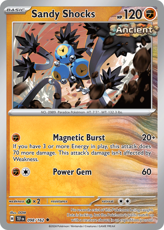Pokémonkaart Sandy Shocks nummer 98/162 uit de set Temporal Forces (Scarlet & Violet)