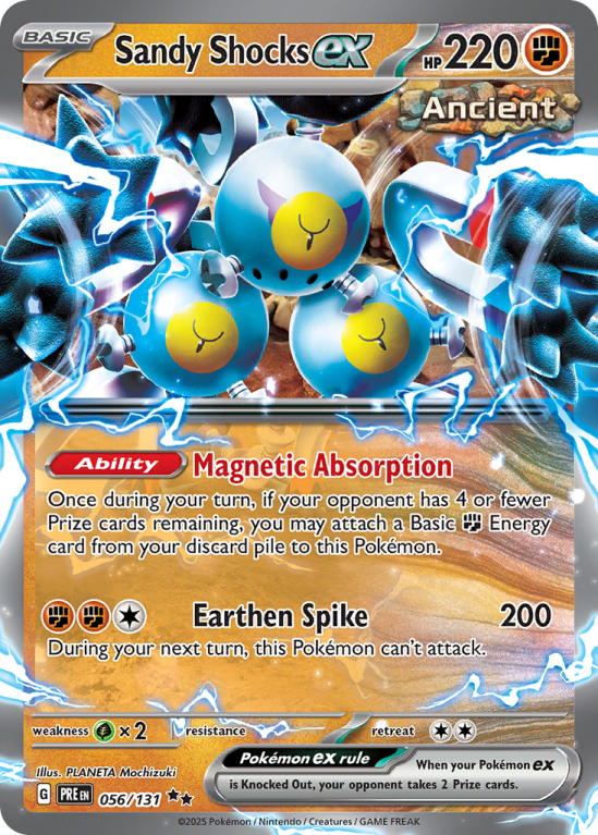 Pokémonkaart Sandy Shocks ex nummer 56/131 uit de set Prismatic Evolutions (Scarlet & Violet)