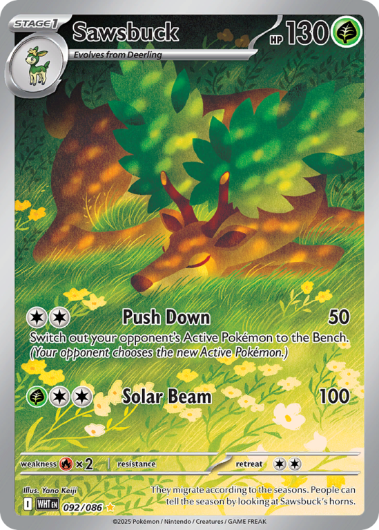 Pokémonkaart Sawsbuck nummer 92/86 uit de set White Flare (Scarlet & Violet)