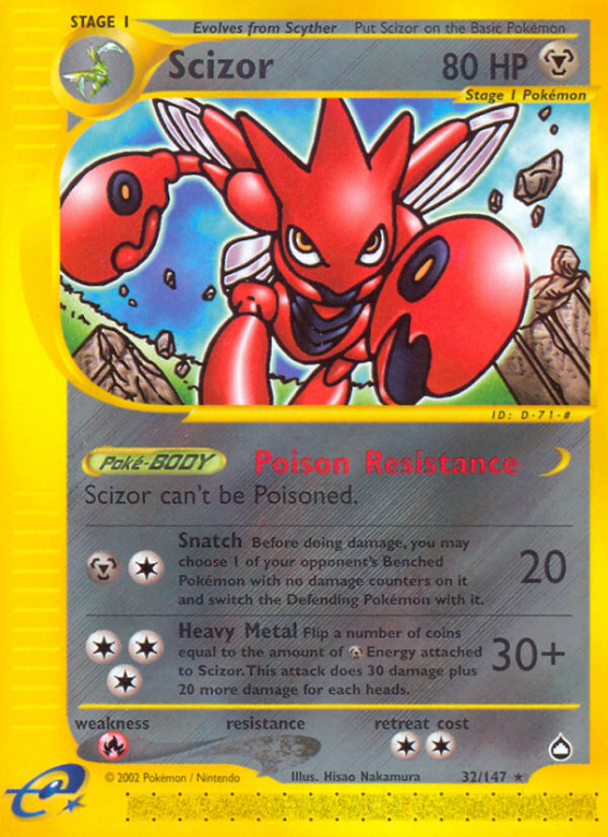 Scizor 32/186 E-Card Aquapolis