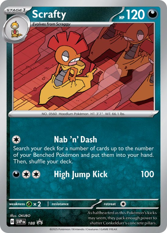 Pokémonkaart Scrafty nummer 188/14 uit de set Scarlet & Violet Black Star Promos (Scarlet & Violet)